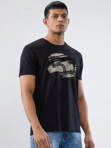 Men T-Shirt Graphic Black Regular Fit