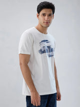 Men T-Shirt Graphic Off White Regular Fit