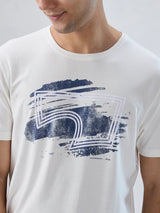 Men T-Shirt Graphic Off White Regular Fit