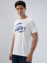 Men T-Shirt Graphic Off White Regular Fit