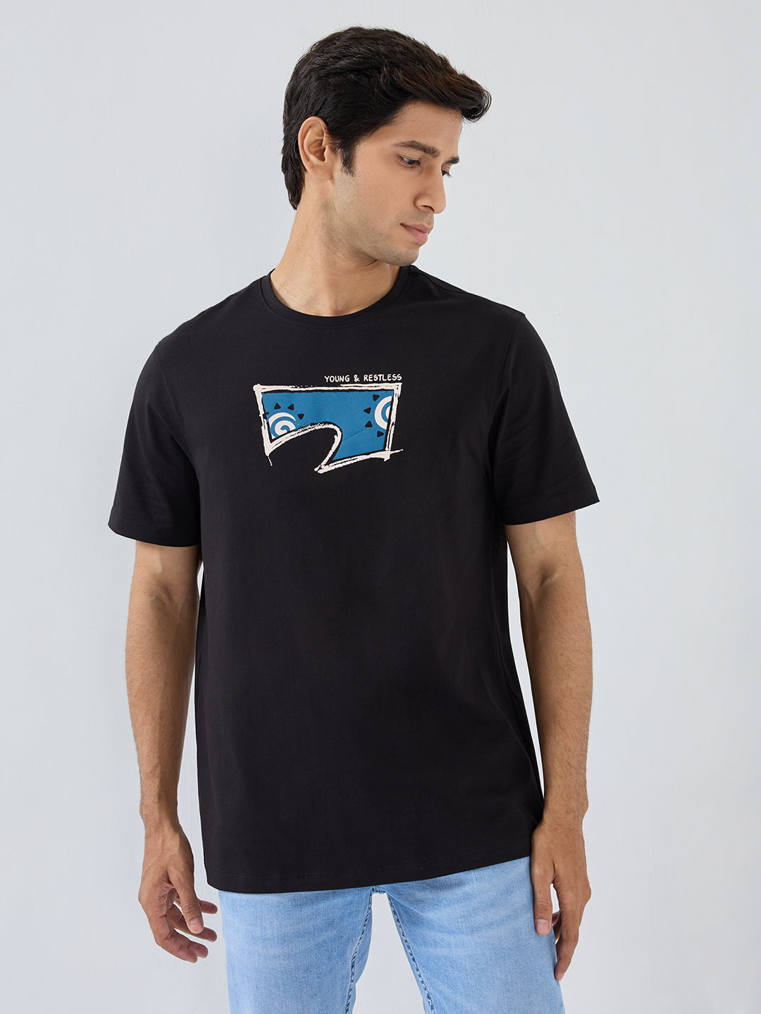 Men T-Shirt Graphic Black Regular Fit