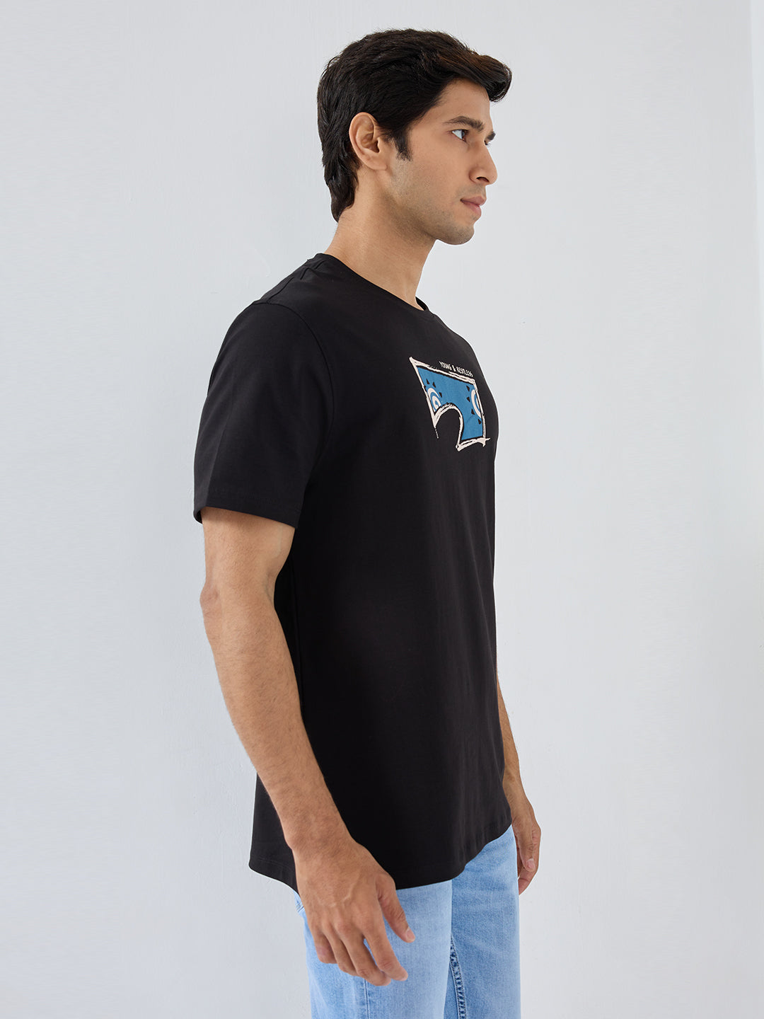Men T-Shirt Graphic Black Regular Fit