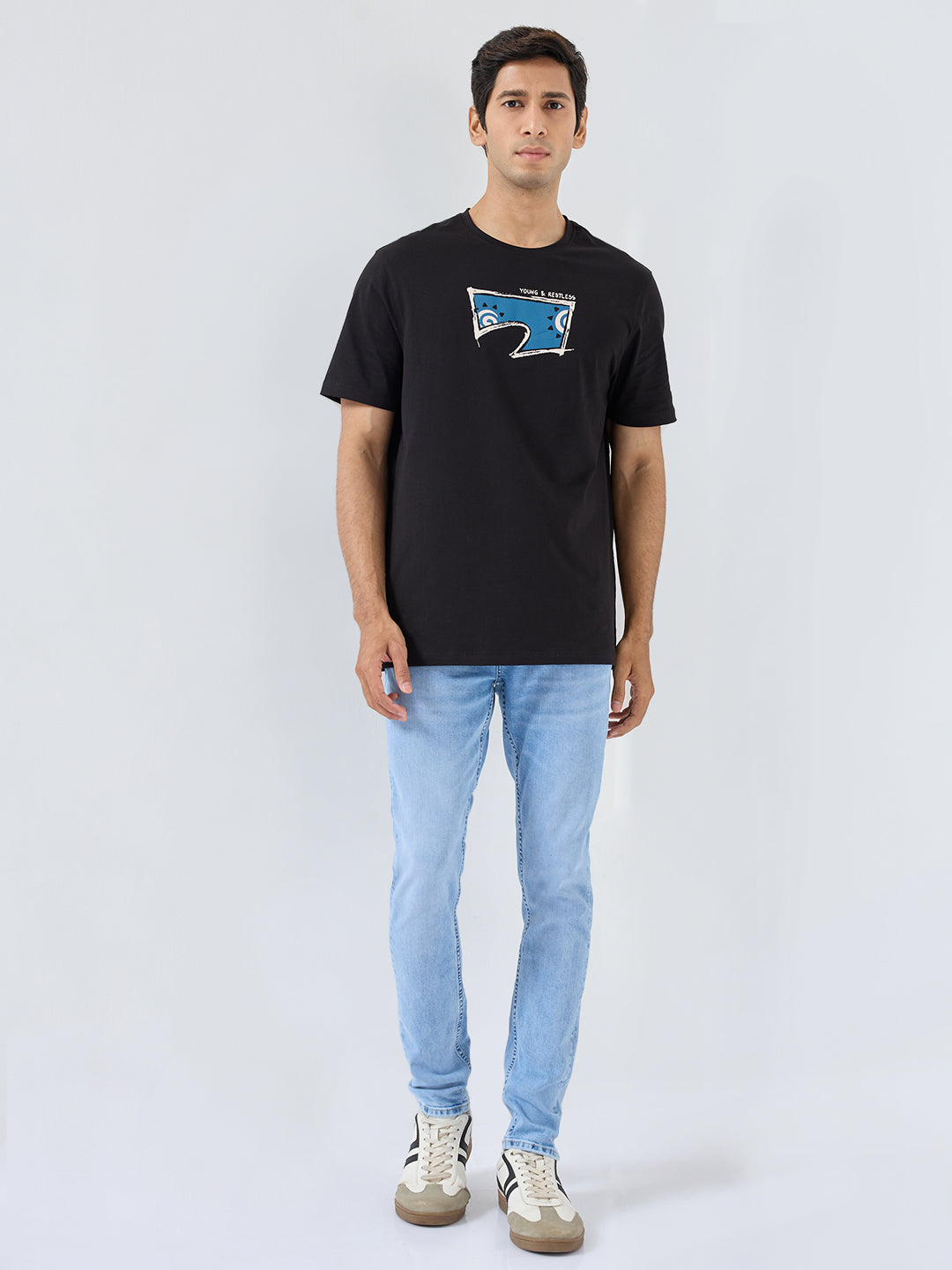 Men T-Shirt Graphic Black Regular Fit