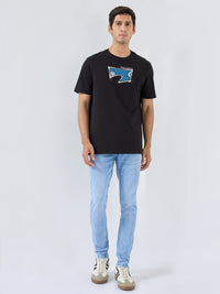 Men T-Shirt Graphic Black Regular Fit