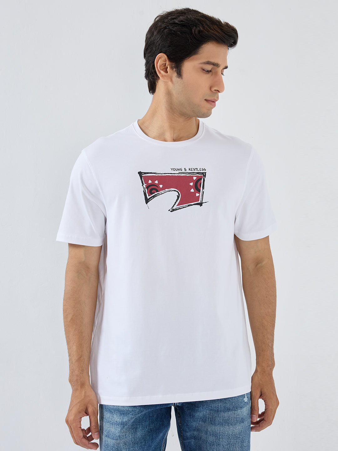 Men T-Shirt Graphic White Regular Fit