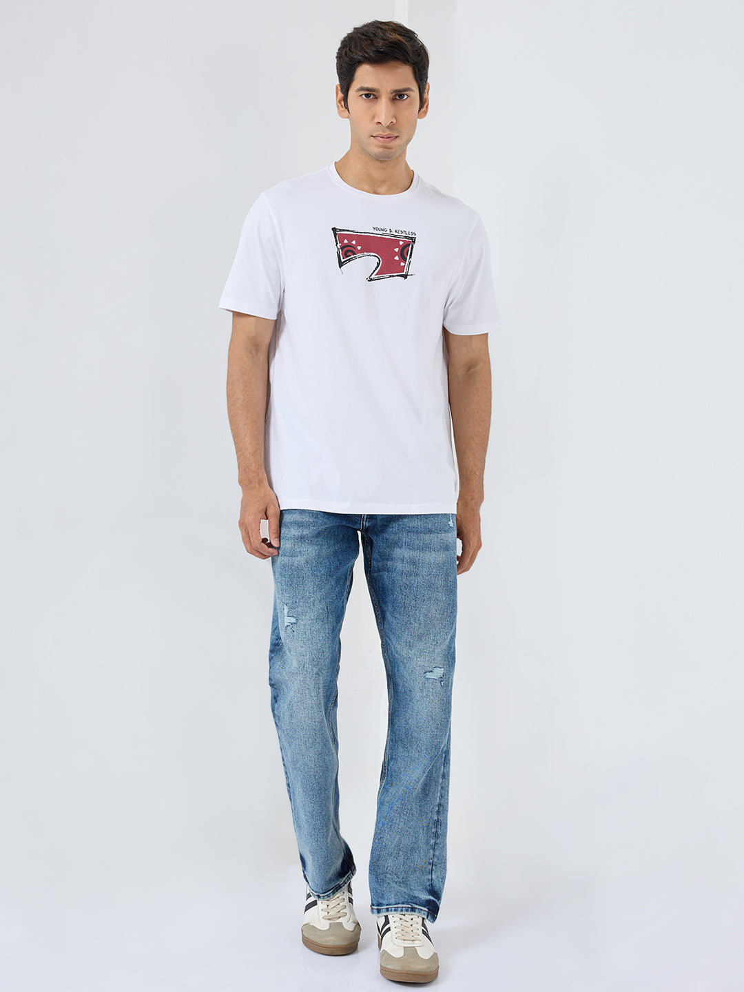 Men T-Shirt Graphic White Regular Fit