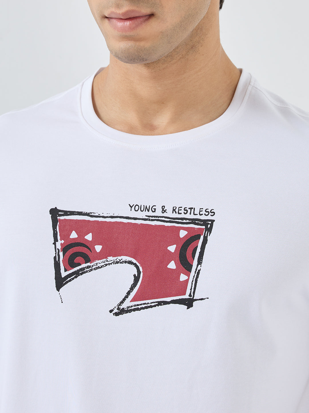 Men T-Shirt Graphic White Regular Fit