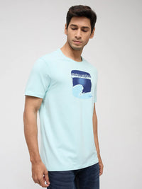 Men T-Shirt Graphic Blue Regular Fit