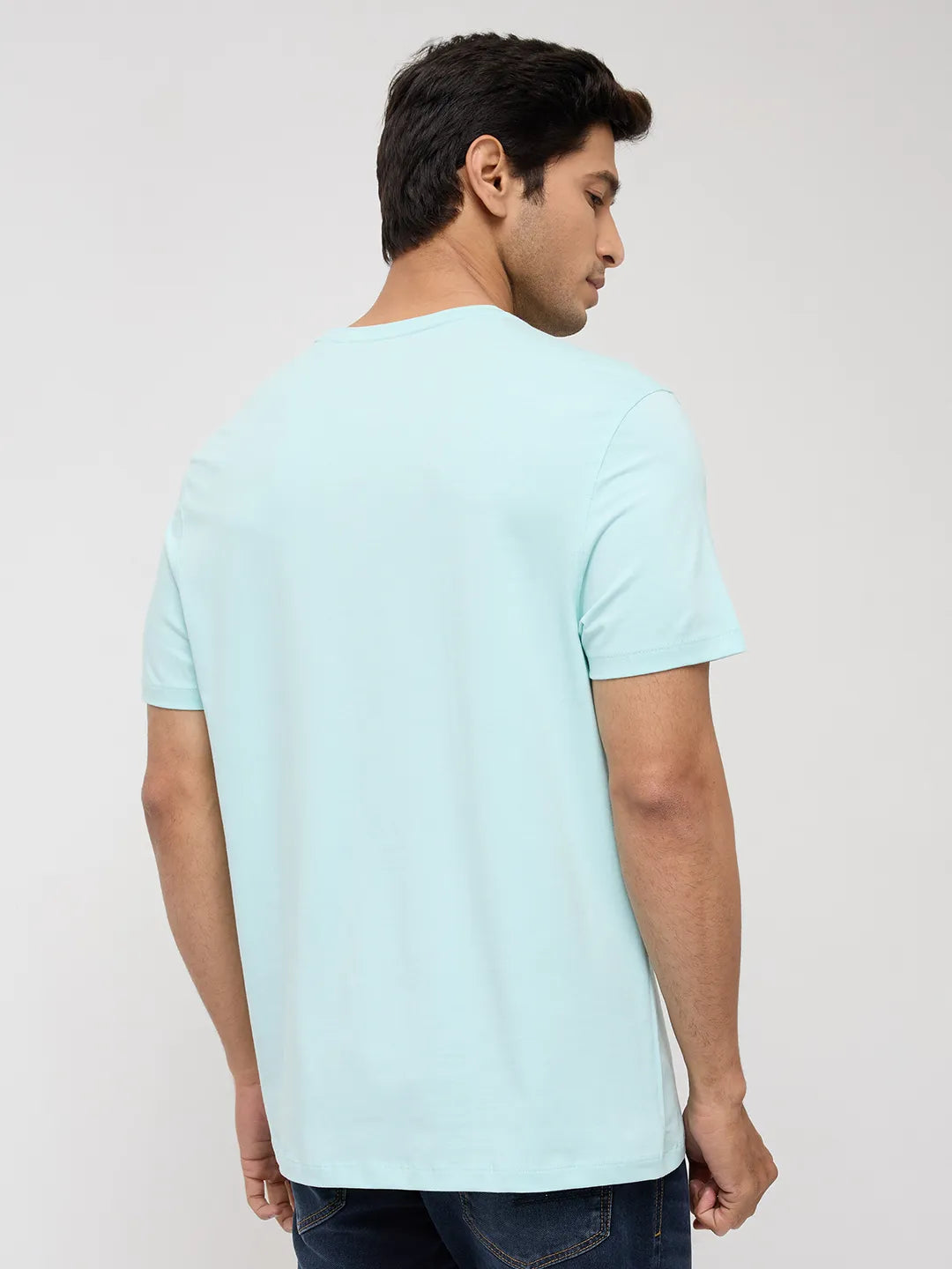Men T-Shirt Graphic Blue Regular Fit