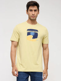 Men T-Shirt Graphic Yellow Regular Fit