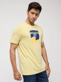 Men T-Shirt Graphic Yellow Regular Fit