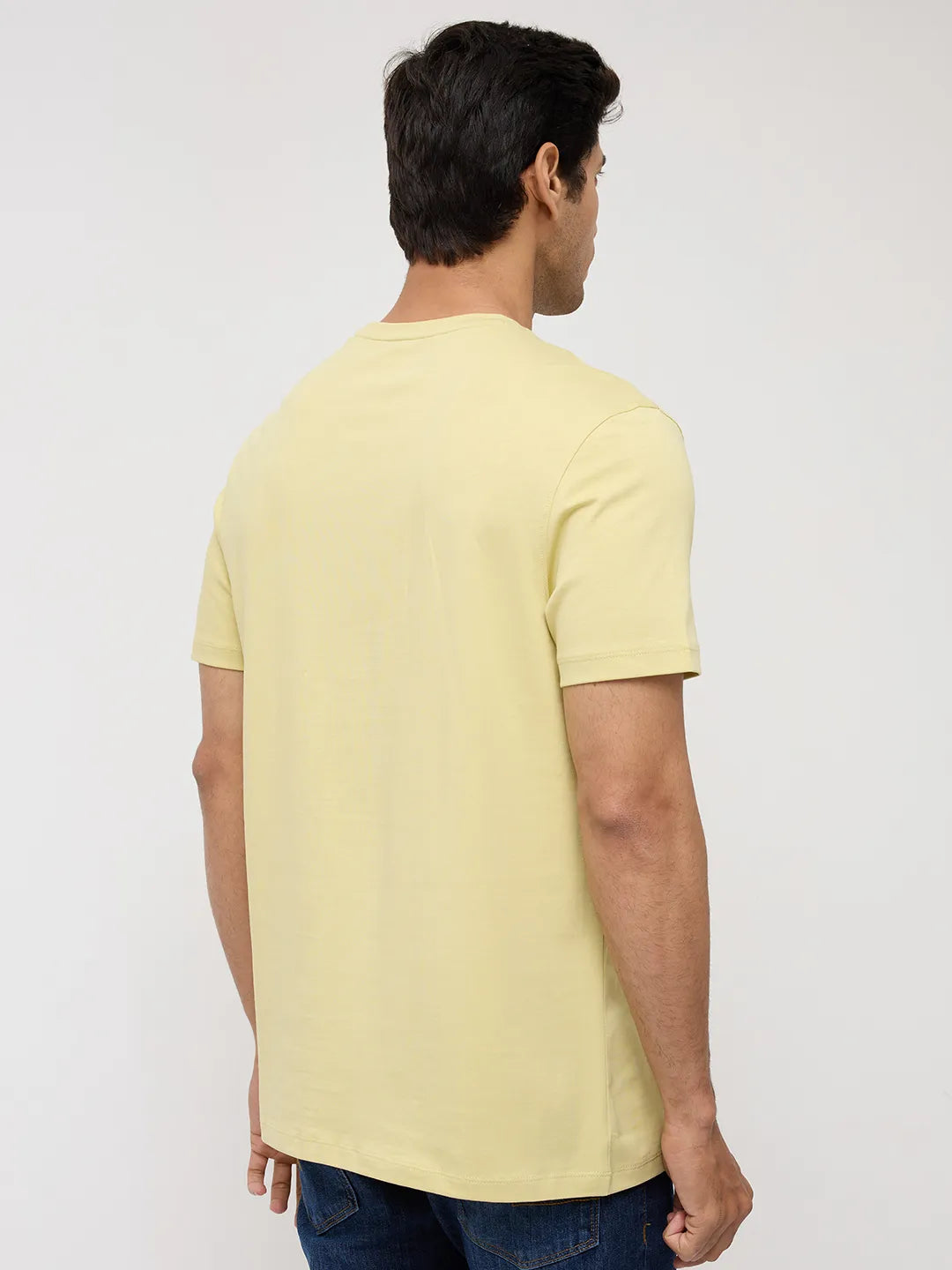 Men T-Shirt Graphic Yellow Regular Fit