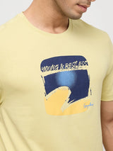 Men T-Shirt Graphic Yellow Regular Fit