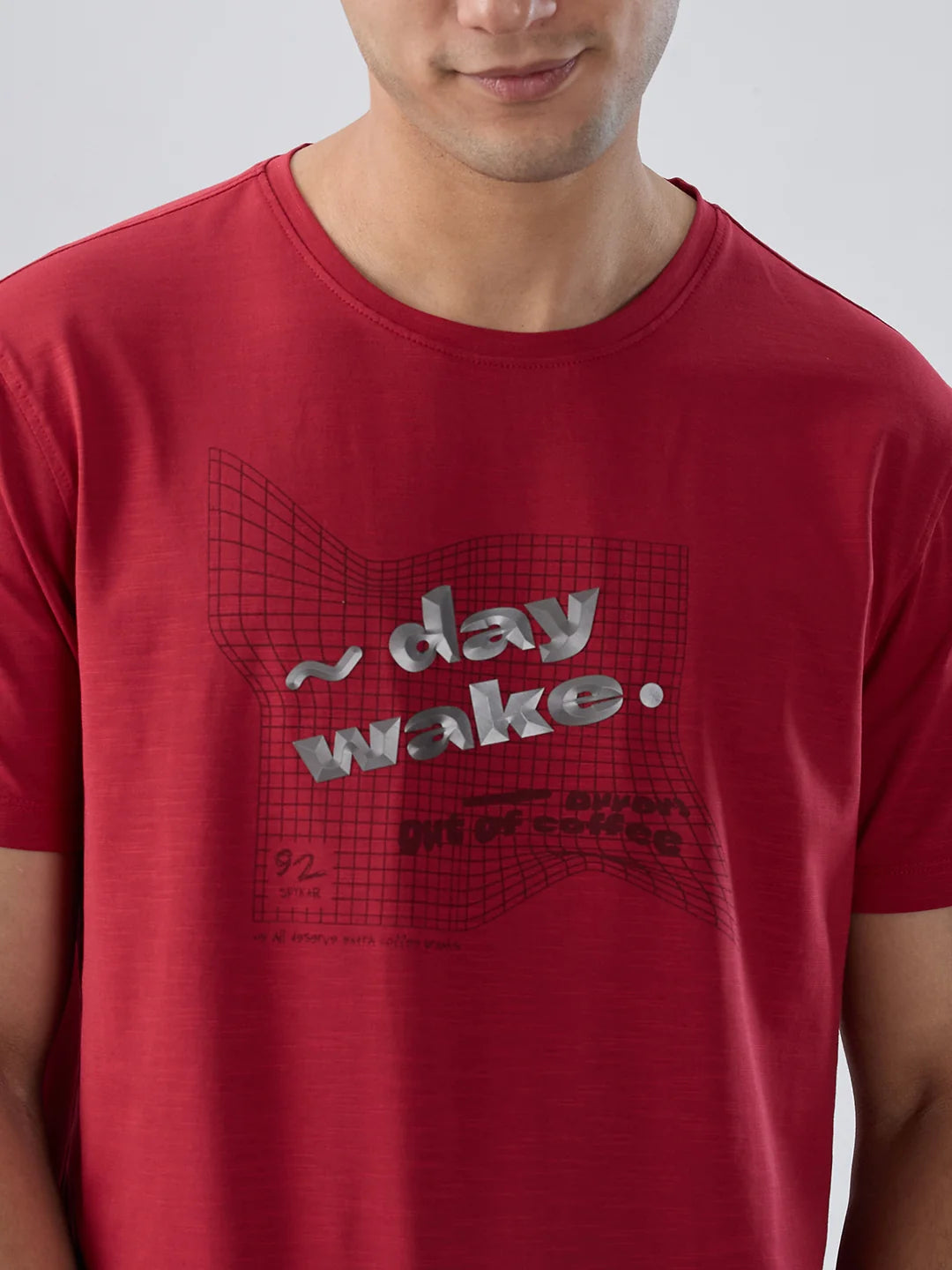 Men T-Shirt Graphic Red Regular Fit