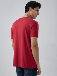 Men T-Shirt Graphic Red Regular Fit