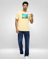Men T-Shirt Graphic Yellow Regular Fit