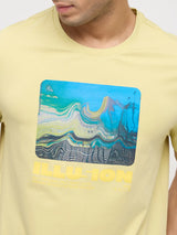 Men T-Shirt Graphic Yellow Regular Fit