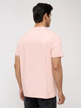 Men T-Shirt Graphic Pink Regular Fit