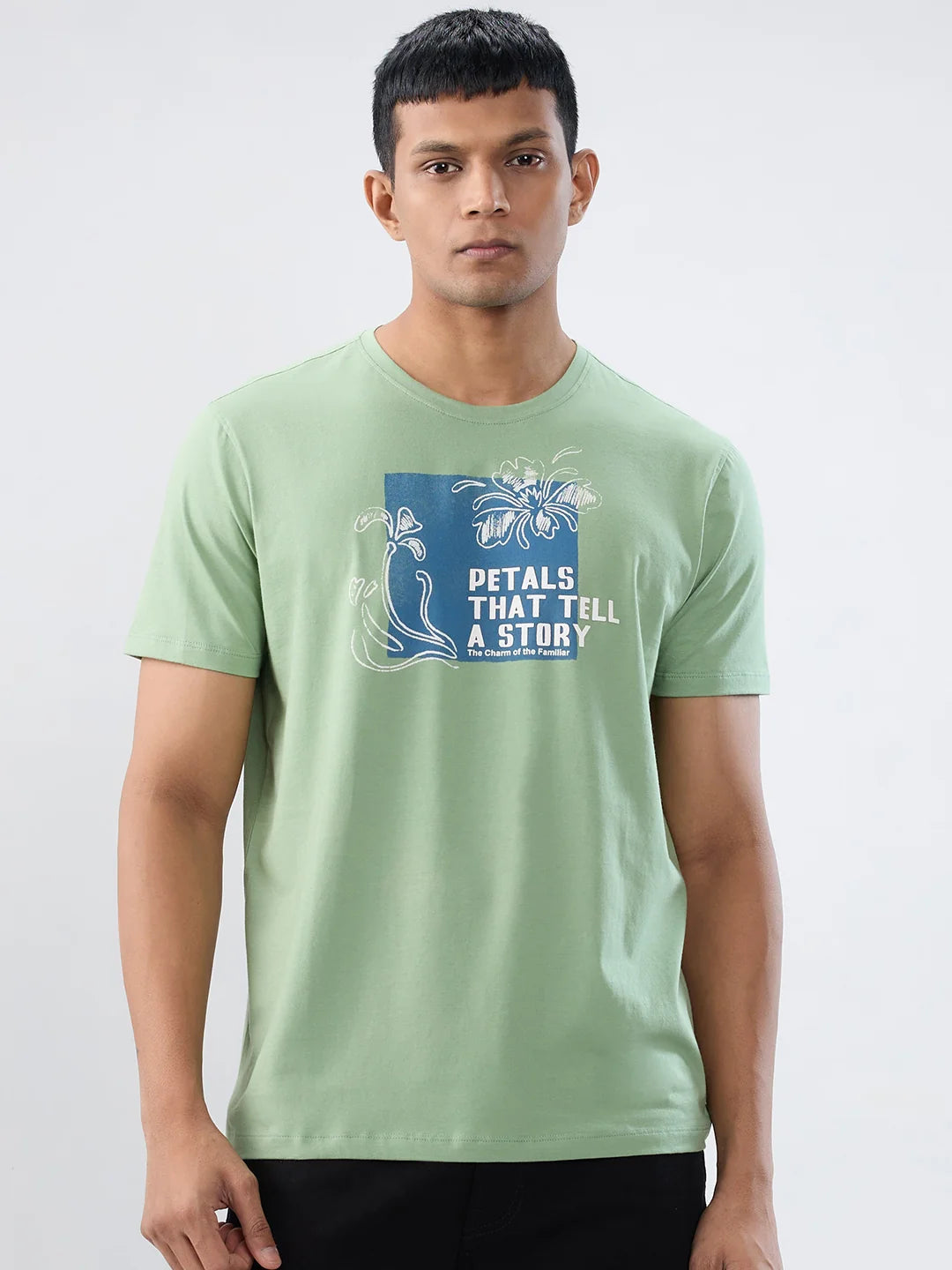 Men T-Shirt Graphic Green Regular Fit