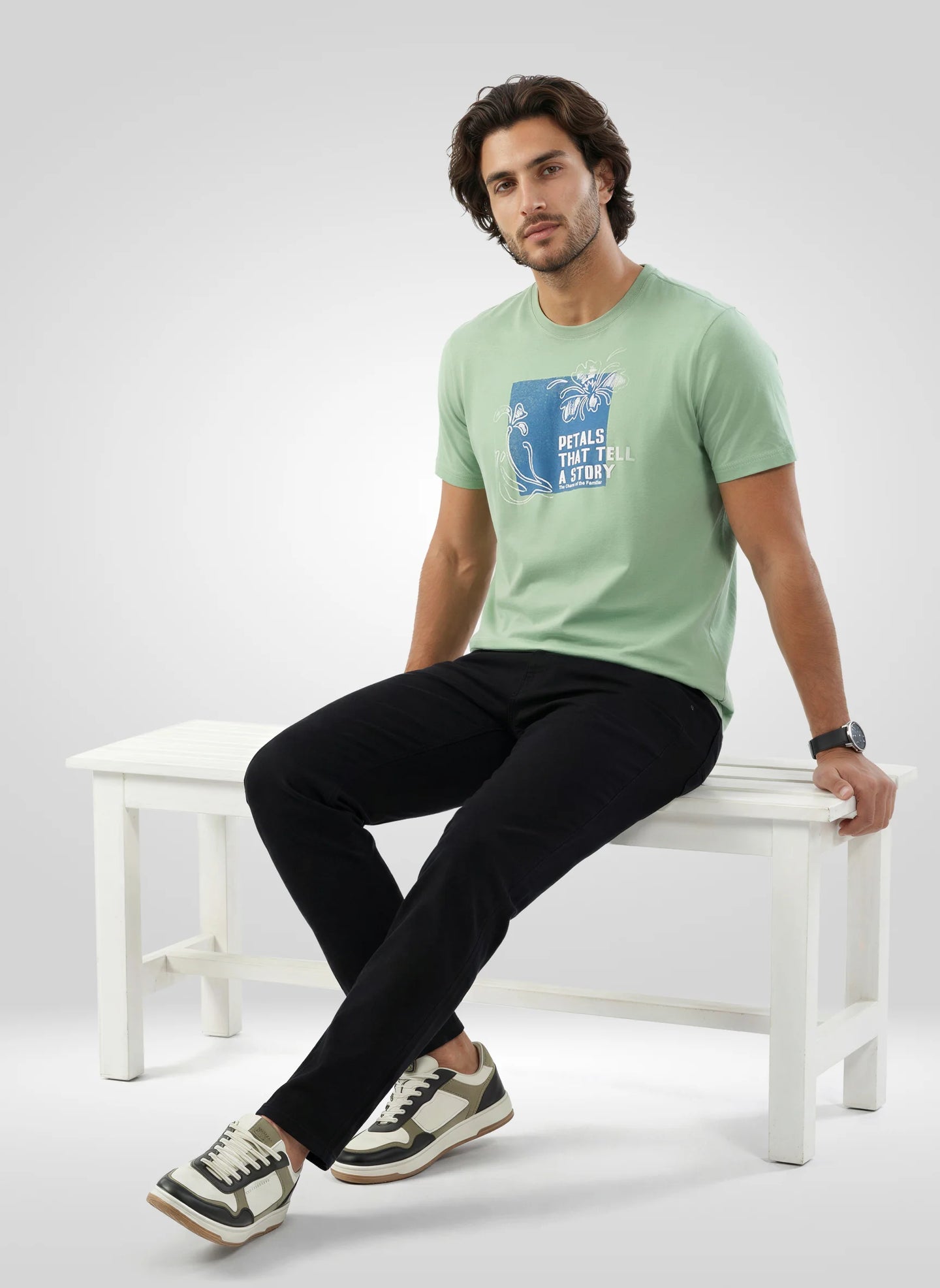Men T-Shirt Graphic Green Regular Fit