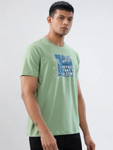 Men T-Shirt Graphic Green Regular Fit