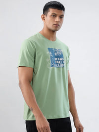 Men T-Shirt Graphic Green Regular Fit