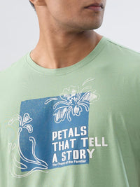 Men T-Shirt Graphic Green Regular Fit