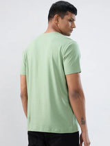 Men T-Shirt Graphic Green Regular Fit