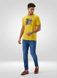 Men T-Shirt Graphic Yellow Regular Fit