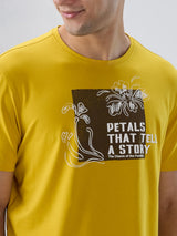 Men T-Shirt Graphic Yellow Regular Fit