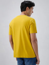 Men T-Shirt Graphic Yellow Regular Fit