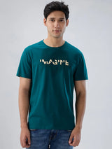 Men T-Shirt Graphic Green Regular Fit
