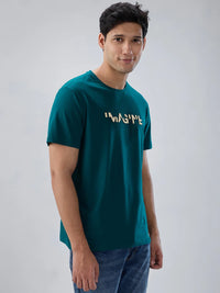 Men T-Shirt Graphic Green Regular Fit