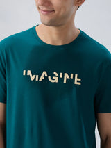 Men T-Shirt Graphic Green Regular Fit