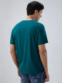 Men T-Shirt Graphic Green Regular Fit