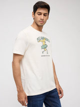 Men T-Shirt Graphic Off White Regular Fit