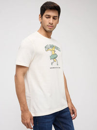Men T-Shirt Graphic Off White Regular Fit