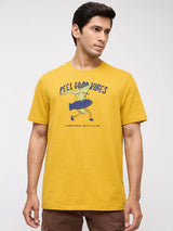 Men T-Shirt Graphic Yellow Regular Fit