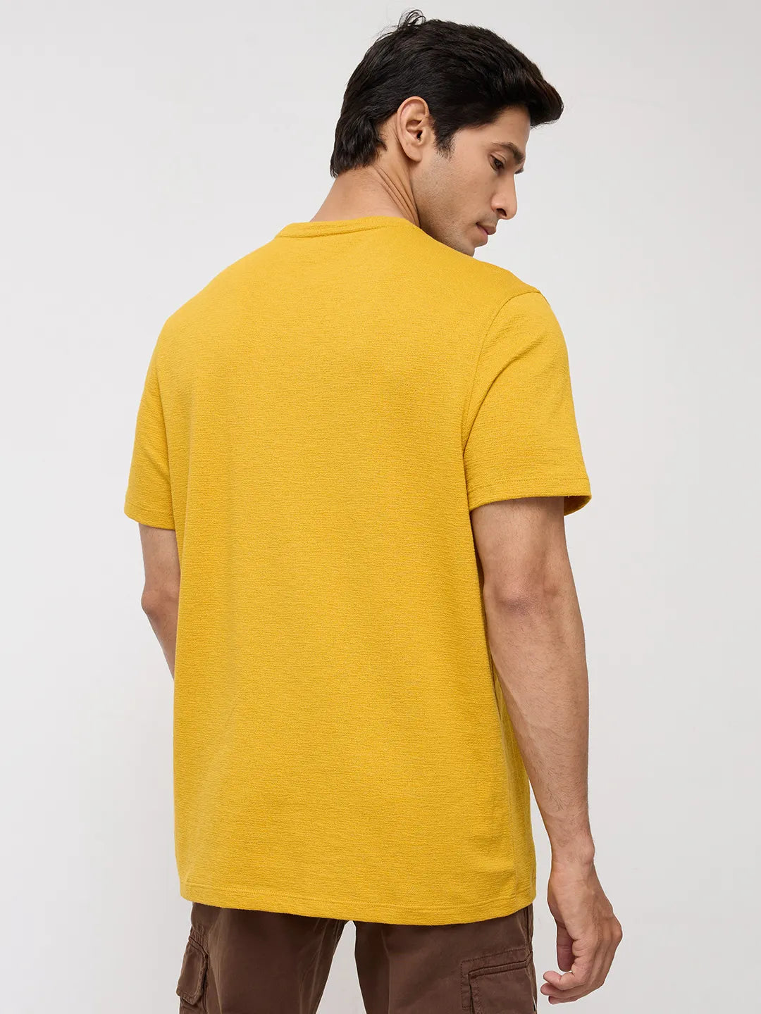 Men T-Shirt Graphic Yellow Regular Fit