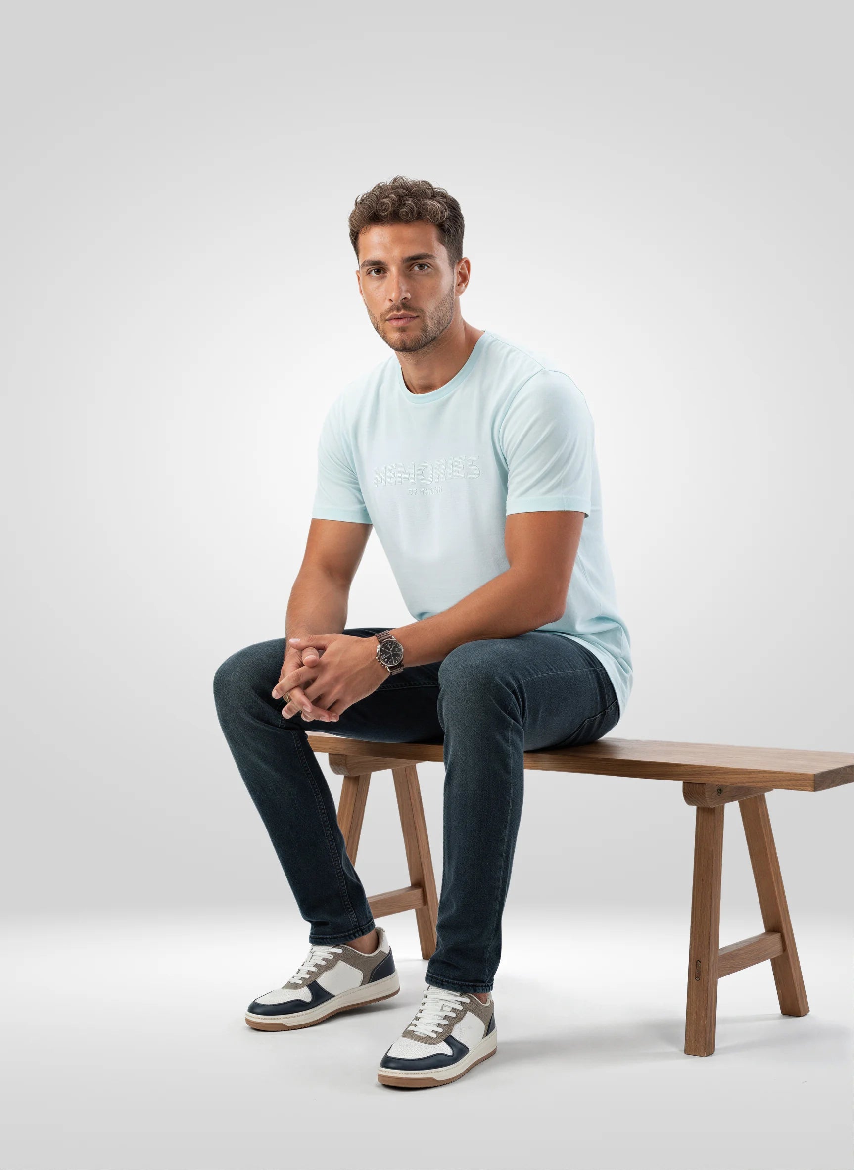 Men T-Shirt Graphic Blue Regular Fit