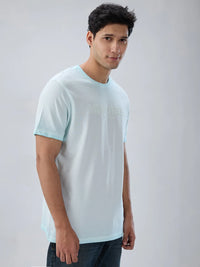 Men T-Shirt Graphic Blue Regular Fit