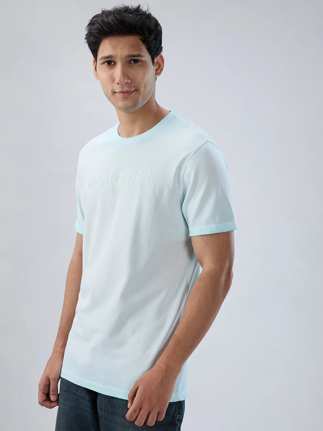 Men T-Shirt Graphic Blue Regular Fit
