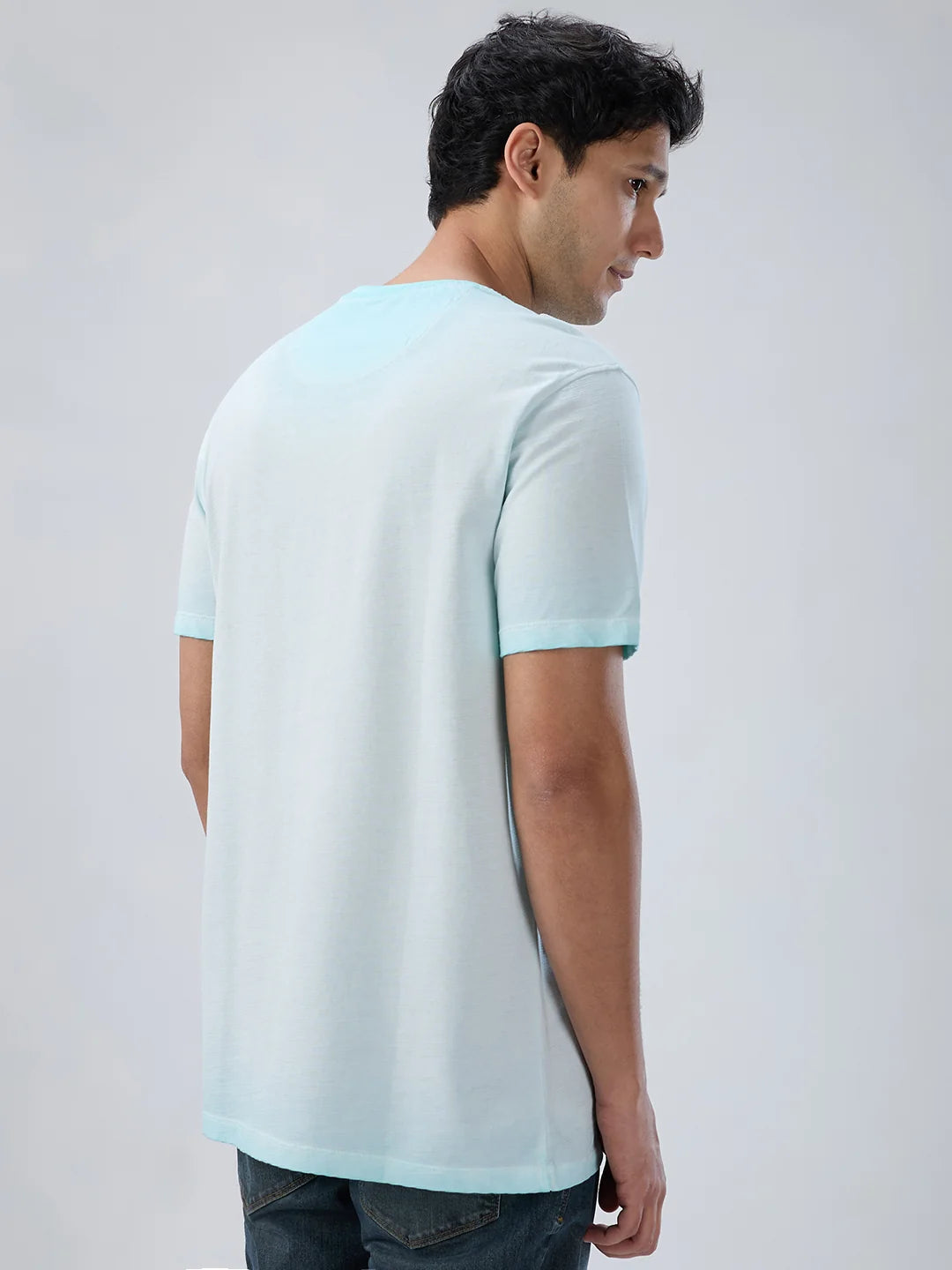 Men T-Shirt Graphic Blue Regular Fit