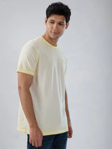Men T-Shirt Graphic Yellow Regular Fit