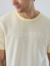Men T-Shirt Graphic Yellow Regular Fit