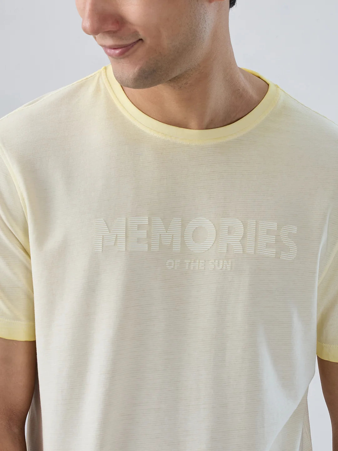 Men T-Shirt Graphic Yellow Regular Fit
