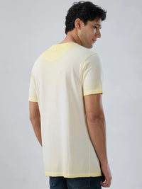 Men T-Shirt Graphic Yellow Regular Fit