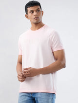 Men T-Shirt Graphic Pink Regular Fit