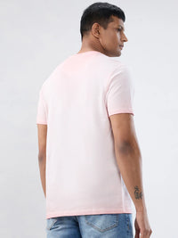Men T-Shirt Graphic Pink Regular Fit
