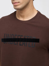 Men T-Shirt Graphic Brown Regular Fit